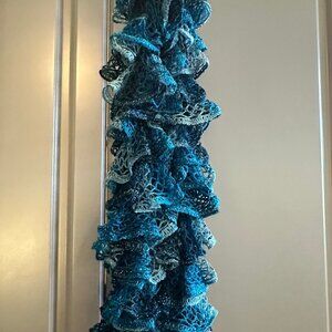 Blue Glitter Ruffle Scarf
